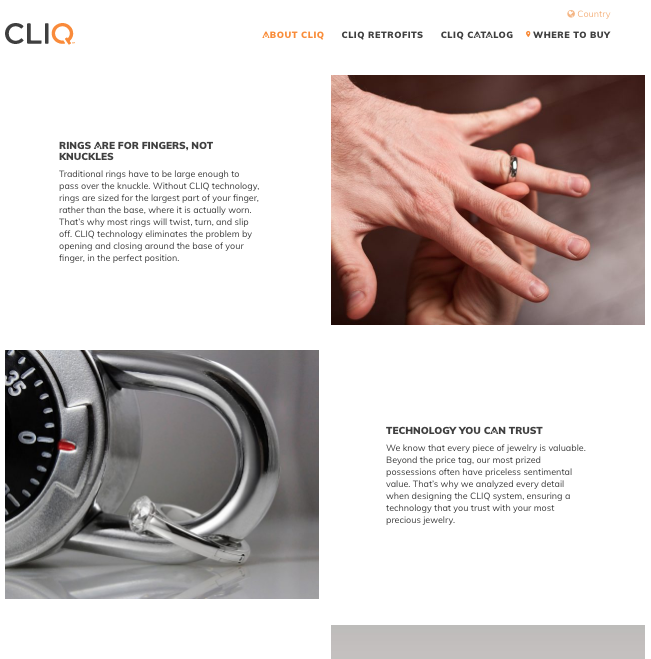 Picture from CLIQ Jewelry website redesign